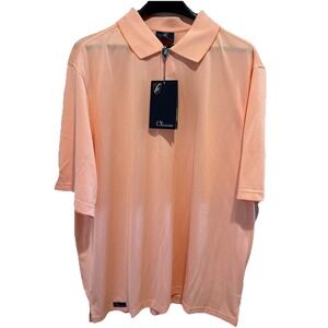 NEW w/ TAGS Cleveland Classic Golf Polo Coral Orange Stripe‎ Men's Sz XL Golf